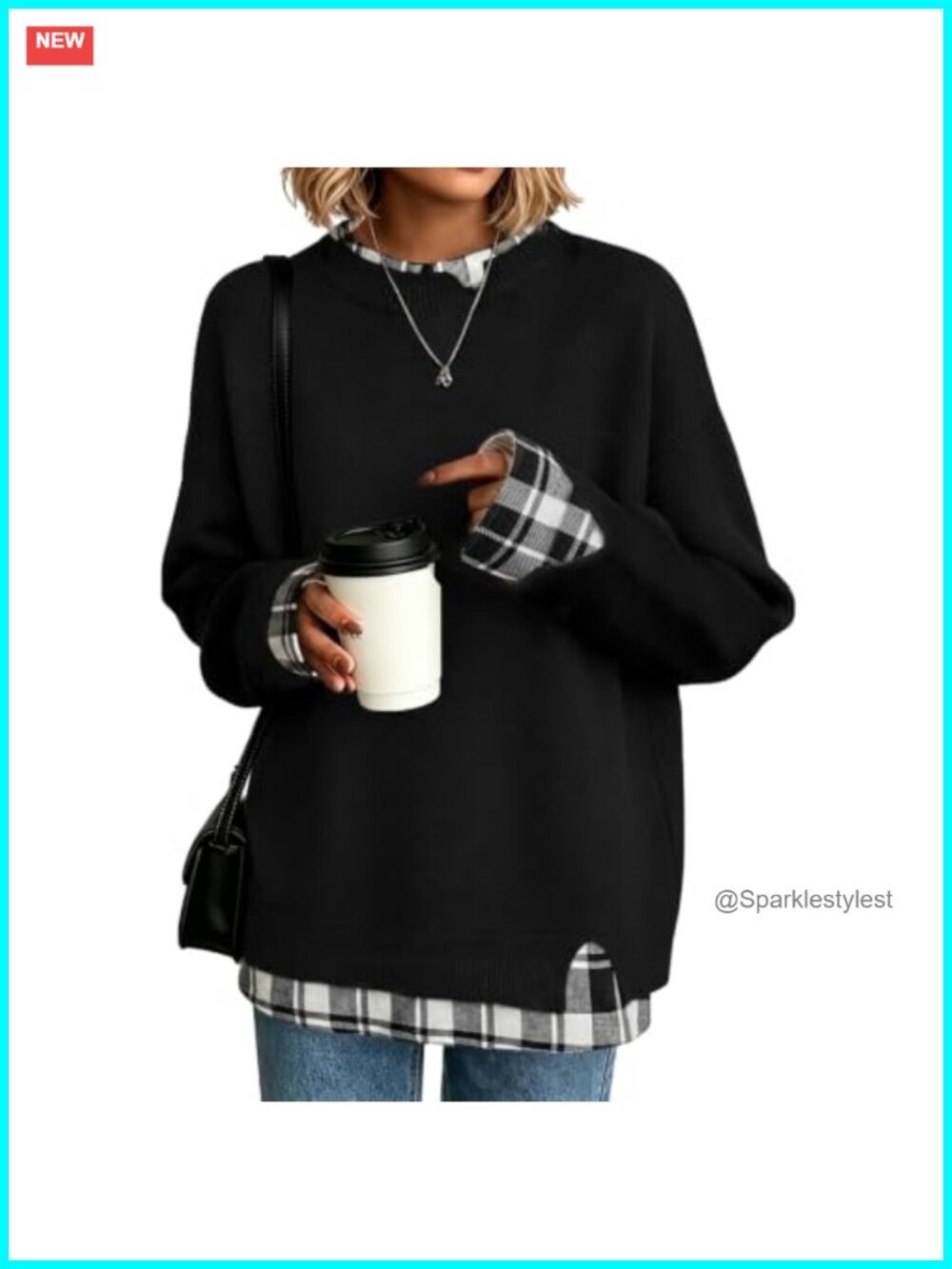 Women's Oversized Knit Sweater Crew Neck Pullover Loose Fit Cozy Fall Winter
